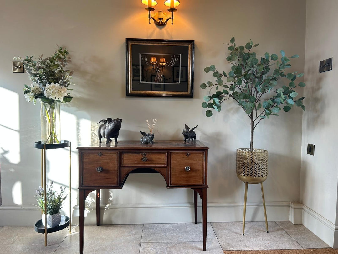 Tall Black & Gold Side Table Plant Pot Stand With 2 Trays Indoor Home Decor Tidy8