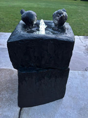 Black Two Birds Water Feature With Light Garden Gift Outdoor Decor Decoration3
