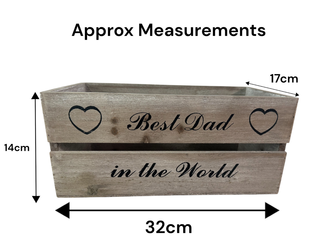 Wooden Crate Best Dad In The World Decorative Box Hamper Gift Christmas Storage1