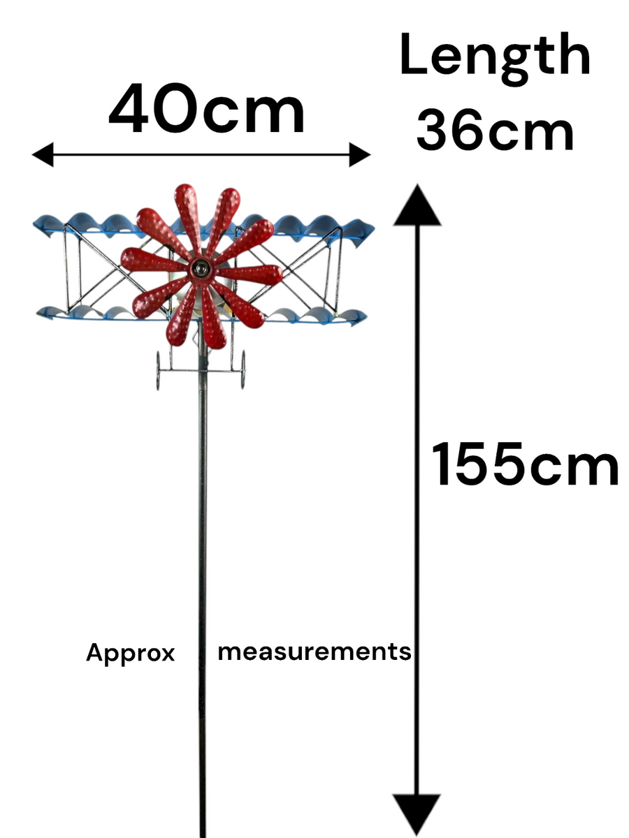 Bi-Plane Spinner Balancing Garden Ornament Decoration Flying Rocker St ...