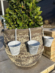 Set Of 3 Zinc Bumblebee Hanging Fence Plant Pots Bee Flower Pot Garden Balcony5