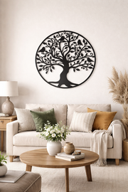 Large 50cm Wall Art Black Tree of Life Birds Garden Decoration2