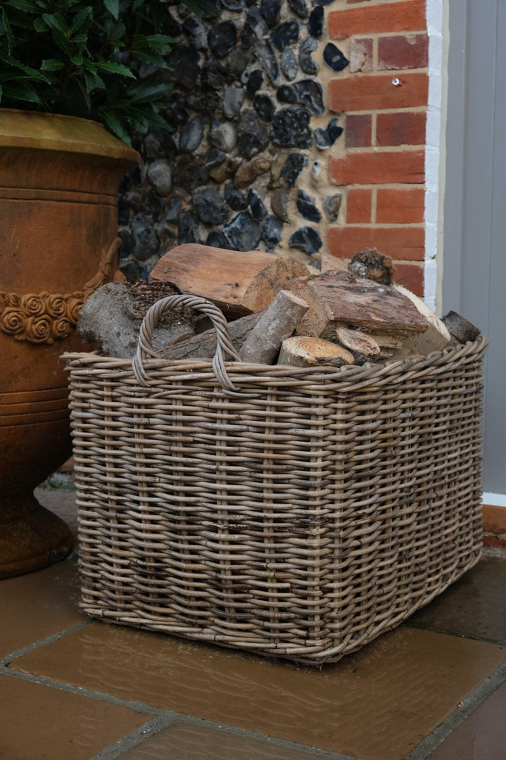 NEW Rectangular Kubu Wicker Rattan Log Storage Handmade Basket Large Heavy Duty0