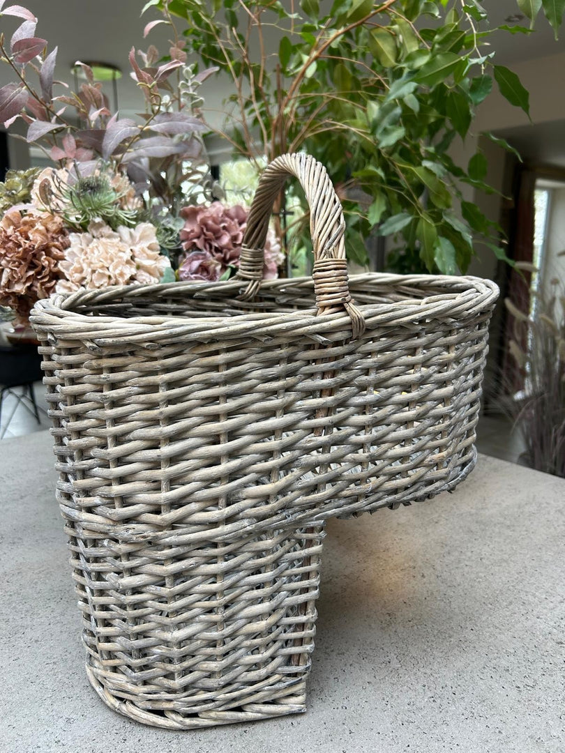 Driftwood-wash Wicker Willow Stair Basket with No Liner Home Stairs Storage Tidy8
