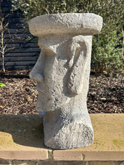 Moai Easter Island Head Statue Resin Garden Ornament Tiki Style Sculpture Plinth4