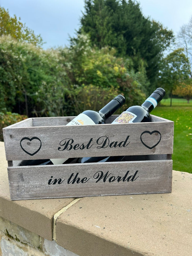 Wooden Crate Best Dad In The World Decorative Box Hamper Gift Christmas Storage9