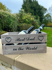 Wooden Crate Best Dad In The World Decorative Box Hamper Gift Christmas Storage9