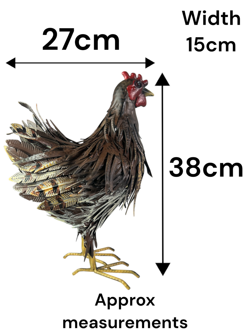 Decorative Metal Brown Hen Chicken Garden Statue Outdoor Lawn Ornament Farmyard1