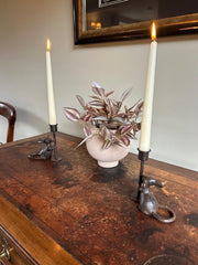 Pair of Cast Iron Mouse Candlestick Holders Mice Candle Sticks Rustic Decor Gift11