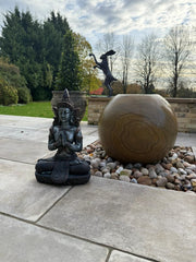 Extra Large Blue Bronze Silver Cross Leg Praying Buddha Garden Decor Decoration5