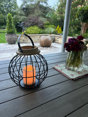 Black Metal Hanging Lantern Candle Holder Rustic Garden Patio Outdoor Decor18