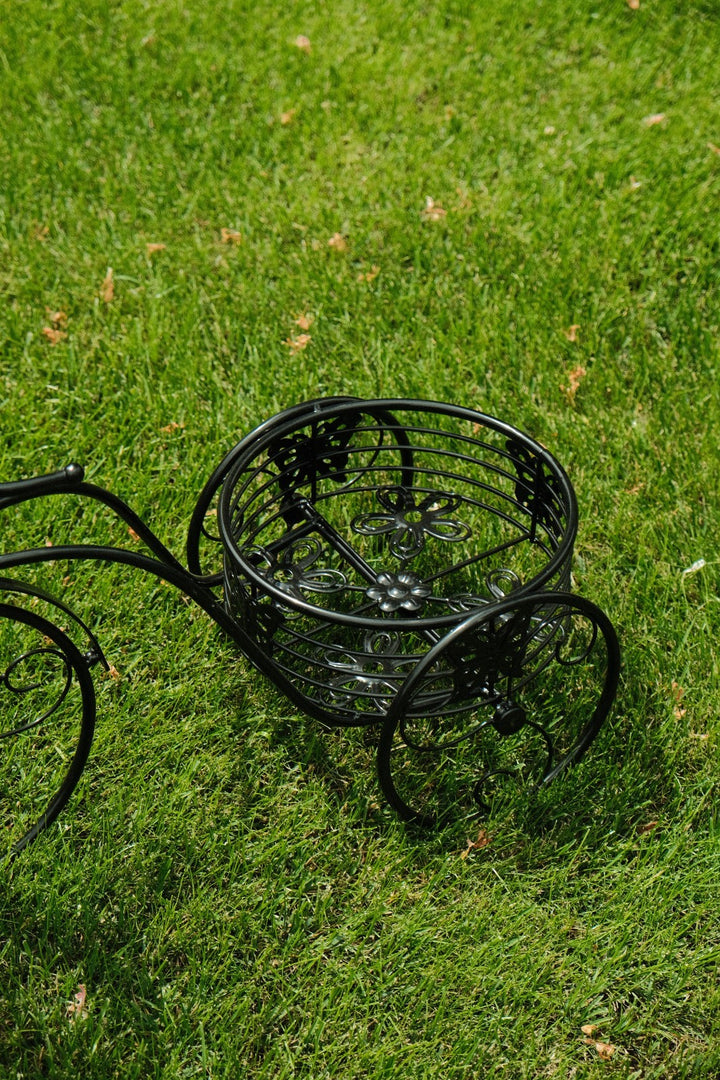 2 Tier Trike Pot Holder Metal Garden Flowers Plant Display Planter in Black3