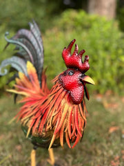 Decorative Metallic Cockerel Rooster Garden Statue Outdoor Lawn Ornament Metal5