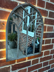 St Mary Solar Powered Gothic Arch Garden Mirror LED Lights Outdoor Wall Decor0