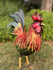 Decorative Metallic Cockerel Rooster Garden Statue Outdoor Lawn Ornament Metal6