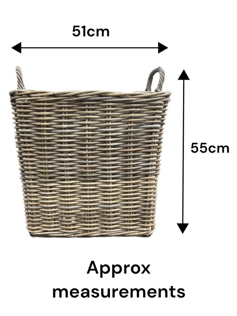 NEW Square Kubu Wicker Rattan Log Storage Handmade Traditional Basket Home Decor1