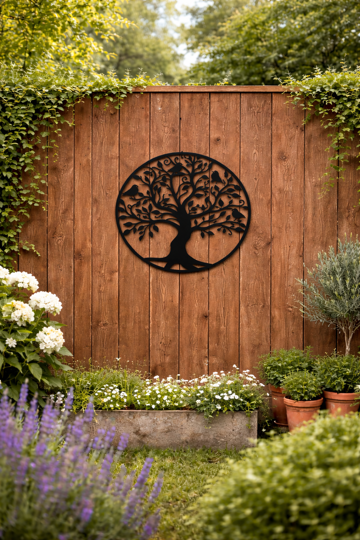 Large 50cm Wall Art Black Tree of Life Birds Garden Decoration0