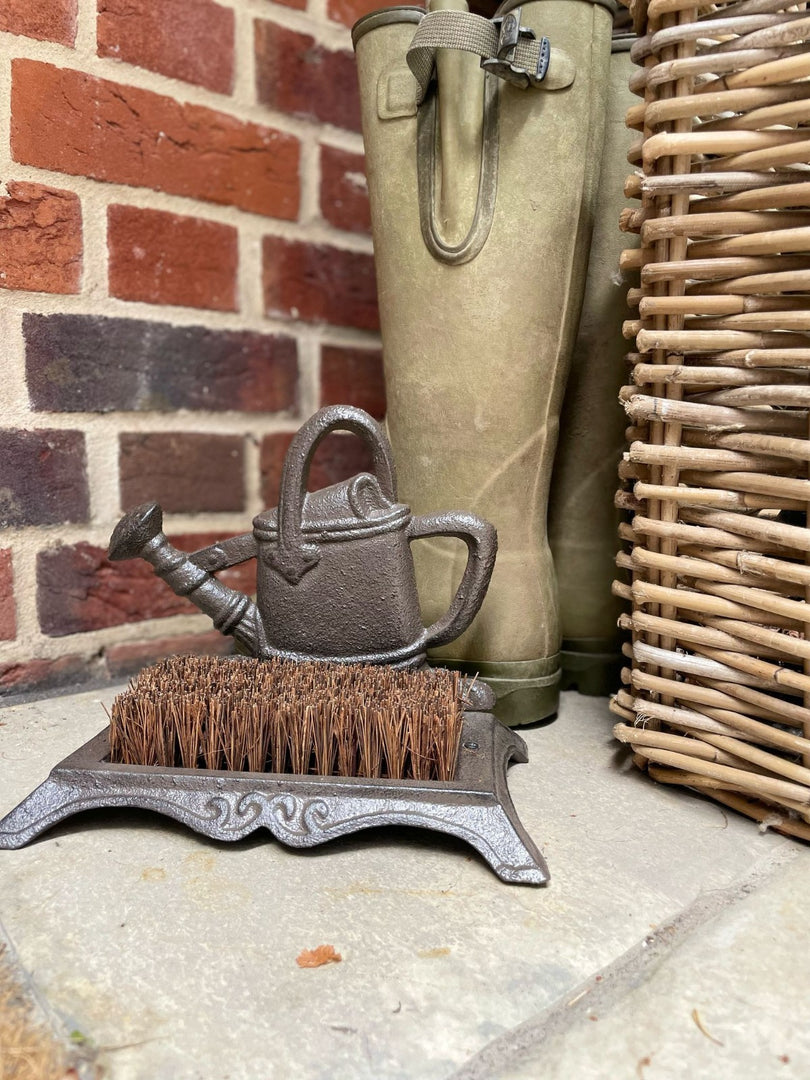 Cast Iron Watering Can Boot Scraper Brush Shoe Welly Boot Cleaner Garden Gift0