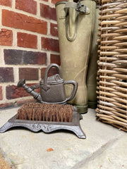 Cast Iron Watering Can Boot Scraper Brush Shoe Welly Boot Cleaner Garden Gift0