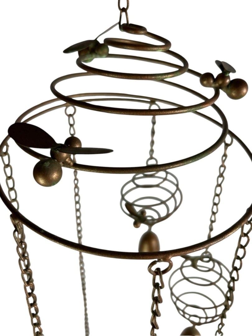 Spiral Bee Hanging Mobile With Bells Metallic Decorative Hanging Garden Ornament9