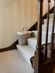 Natural Collection Wicker Stair Basket with Plain Liner Home Stairs Storage Tidy2