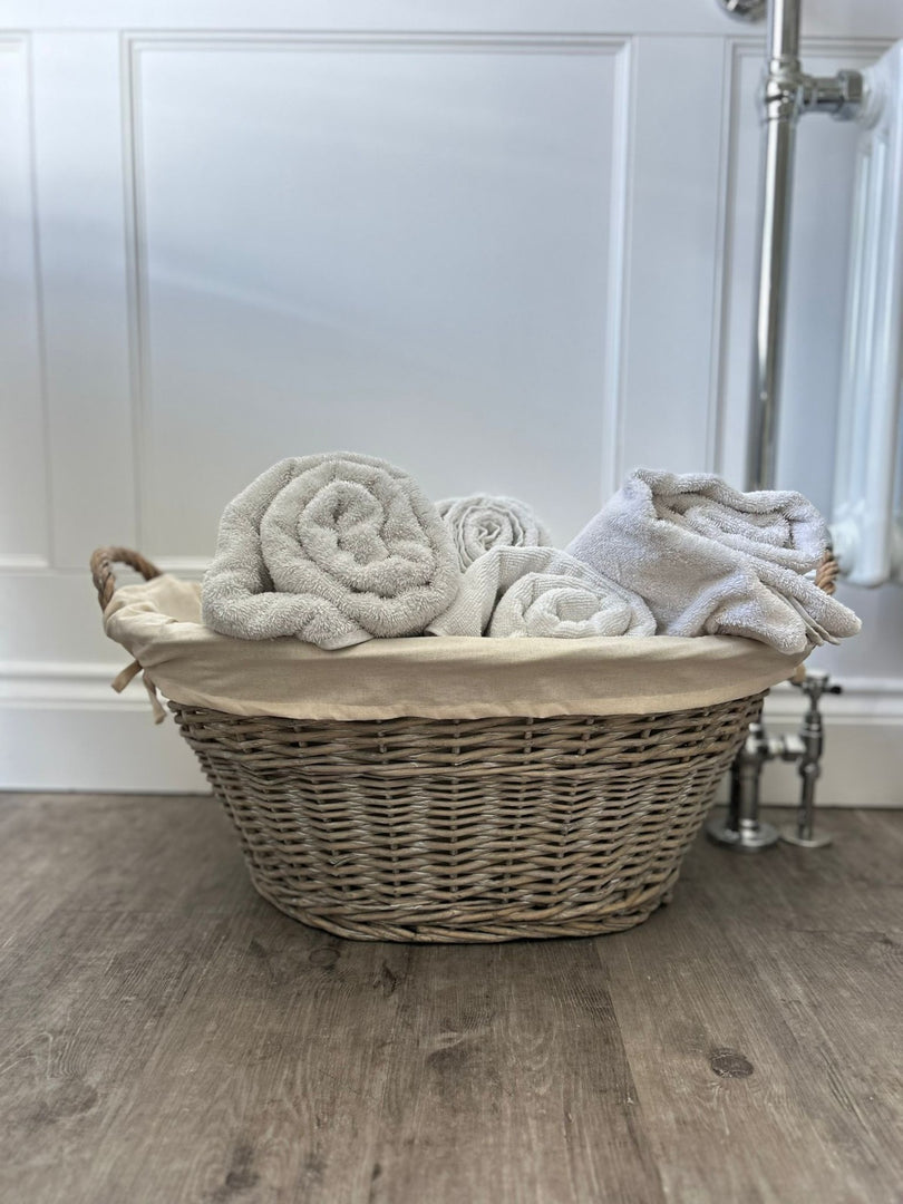 Natural Collection Laundry Lined Wicker Laundry Plain Liner Basket With Handles19