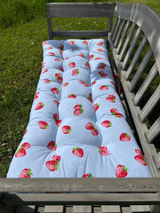 Summer Strawberry Blue Bench Seat Pad Cushion Garden Outdoor 110cm x 50cm9