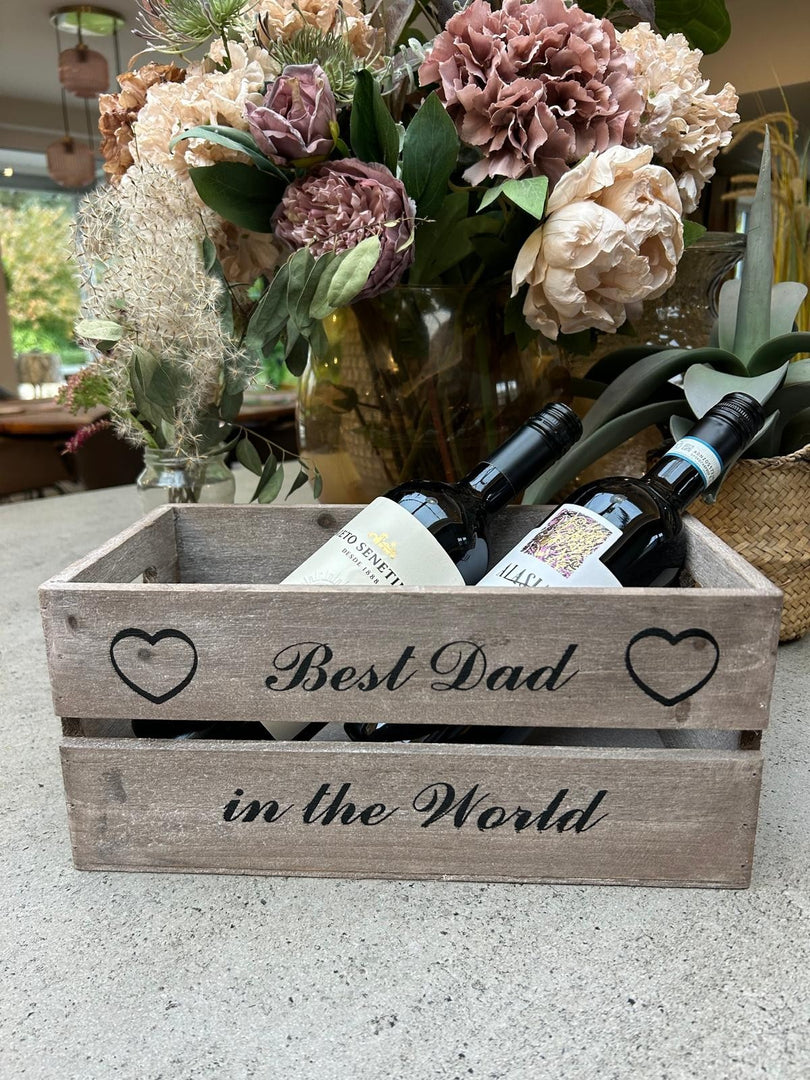 Wooden Crate Best Dad In The World Decorative Box Hamper Gift Christmas Storage6