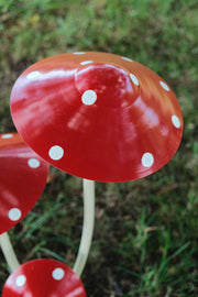 Red & White Spotted Toadstool Mushroom Metal Garden Whimsical Fairy Ornament12