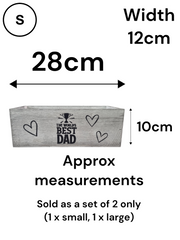 Worlds Best Dad Grey Gift Box Storage Wood Crate 2 Sizes Hamper Father Xmas1