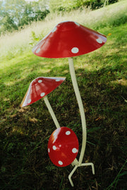 Red & White Spotted Toadstool Mushroom Metal Garden Whimsical Fairy Ornament16