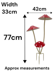 Red & White Spotted Toadstool Mushroom Metal Garden Whimsical Fairy Ornament1