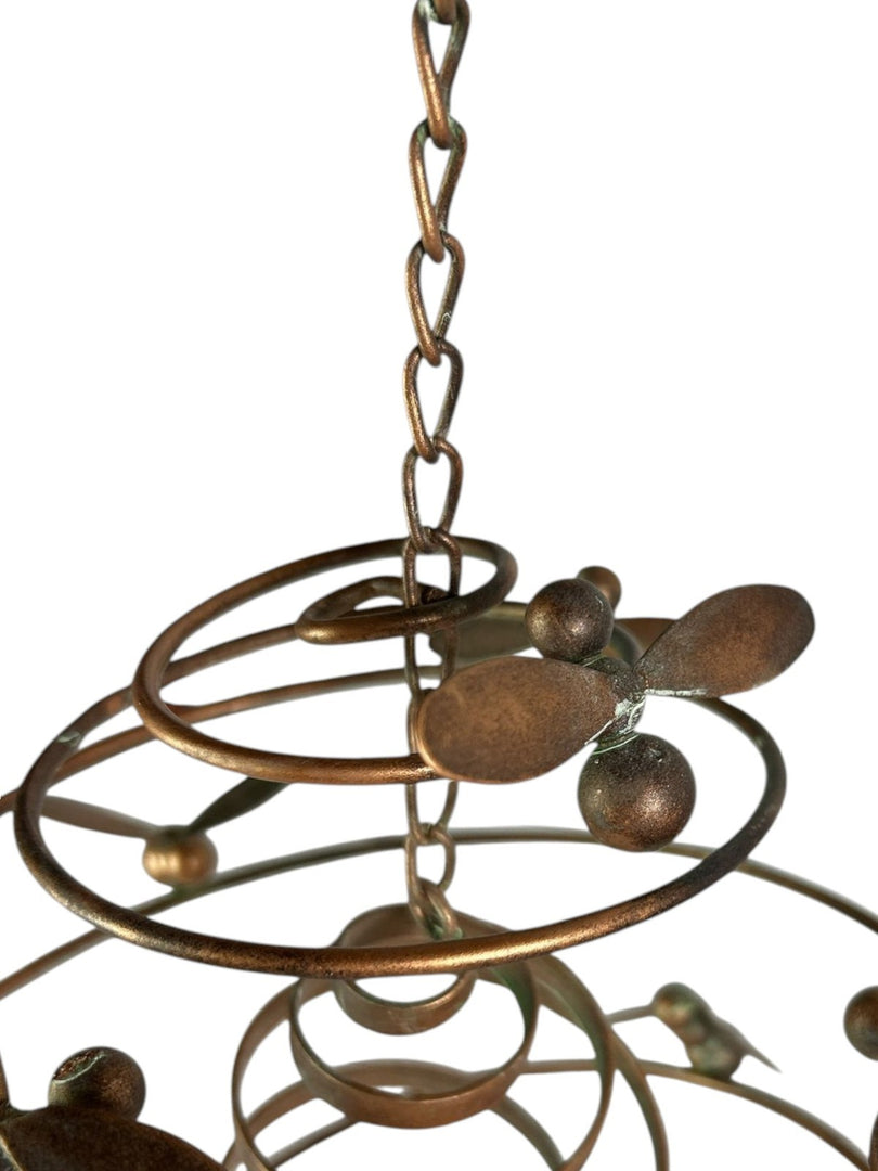 Bee Spiral Hanging Mobile With Bells Gold Garden Ornament Hive Decoration Gift6