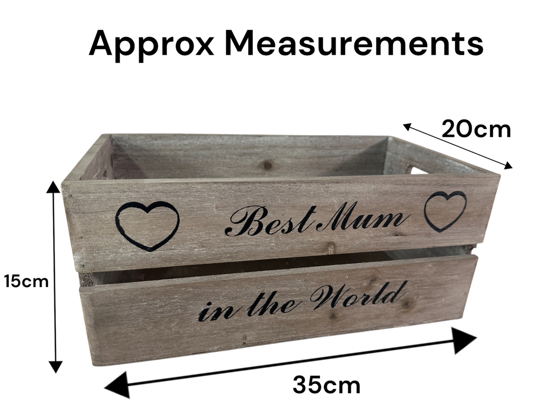 Wooden Crate Best Mum In The World Decorative Gift Storage Box Hamper Christmas1