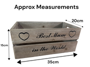 Wooden Crate Best Mum In The World Decorative Gift Storage Box Hamper Christmas1