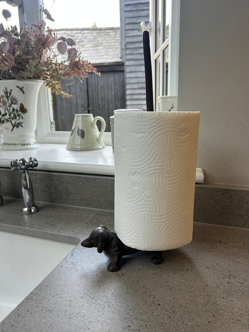 Cast Iron Dachshund Kitchen Roll Holder Paper Towel Stand Sausage Dog Door Stop4