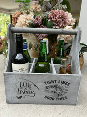 Wooden Beer Bottle Gift Box Carrier Fishing Fisherman Gift Novelty Xmas Large7