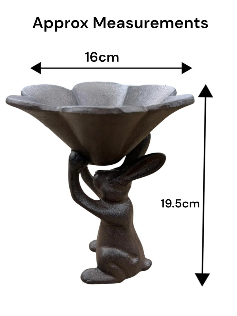 Cast Iron Hare Rabbit Bird Feeder Seed Nut Garden Gift Ornament Decoration Feed1