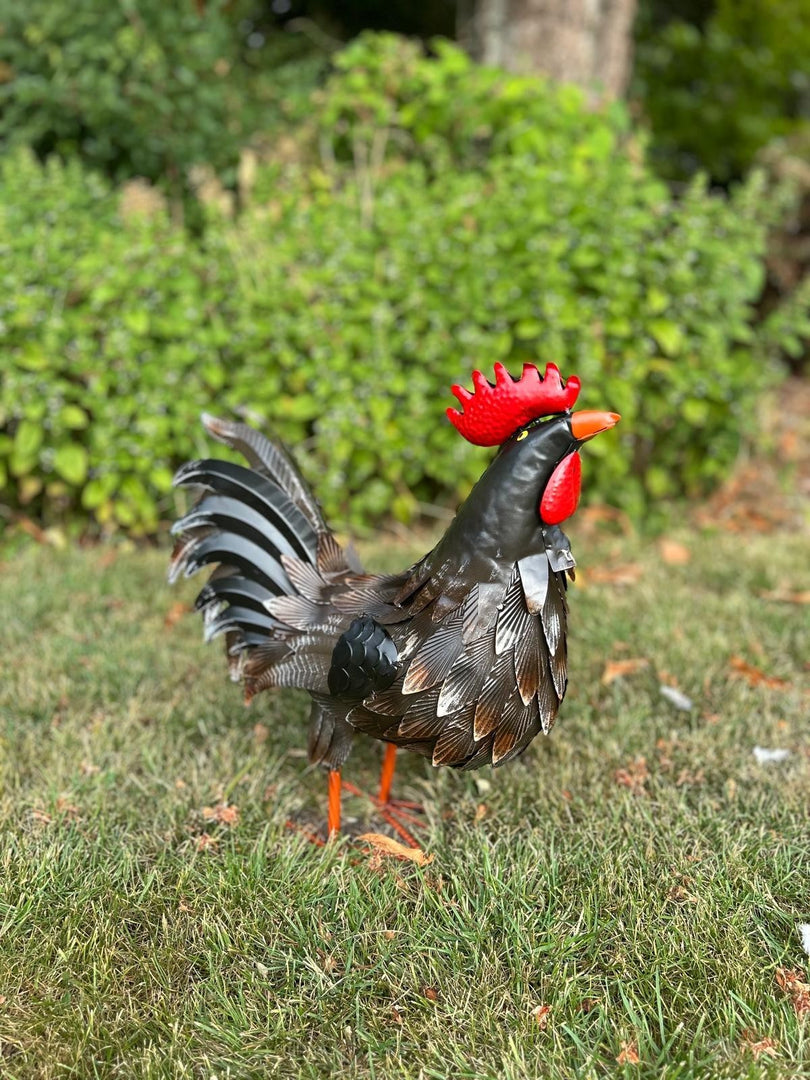 Decorative Dark Brown Metal Cockerel Rooster Garden Outdoor Lawn Ornament Decor2