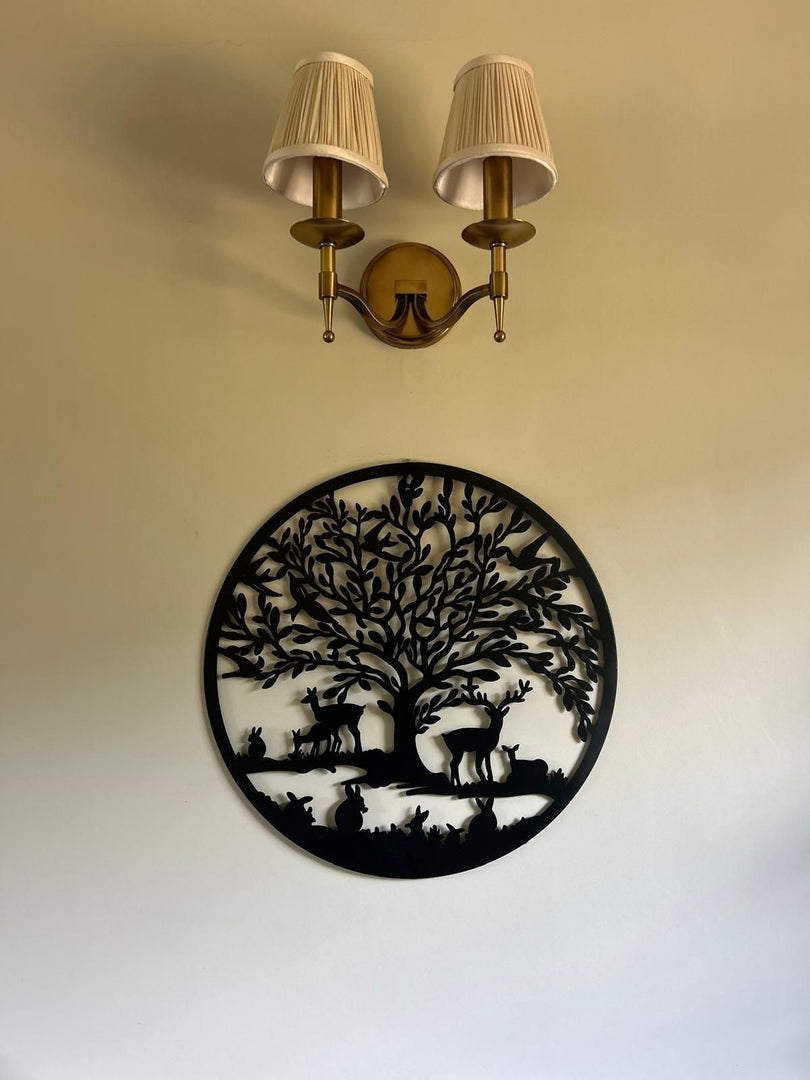 Black Woodland Tree Of Life Metal Garden Outdoor Wall Art Plaque 40cm Diameter2