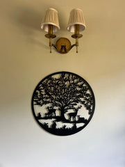 Black Woodland Tree Of Life Metal Garden Outdoor Wall Art Plaque 40cm Diameter2