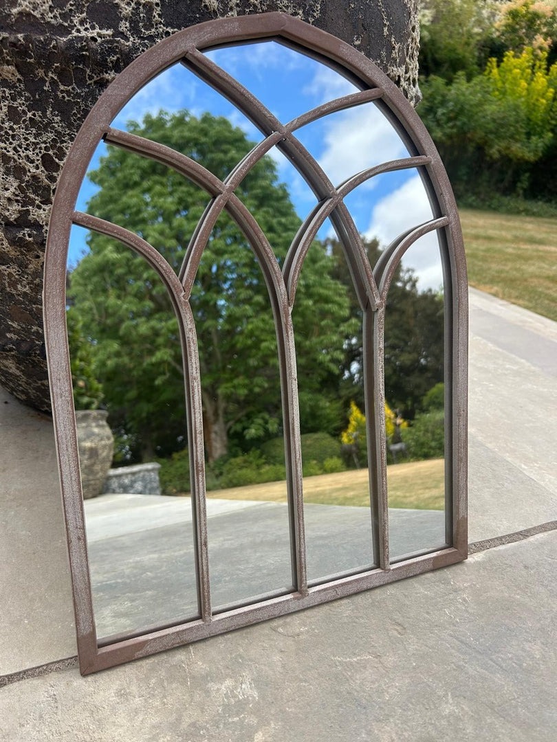 St Mary Solar Powered Gothic Arch Garden Mirror LED Lights Outdoor Wall Decor4