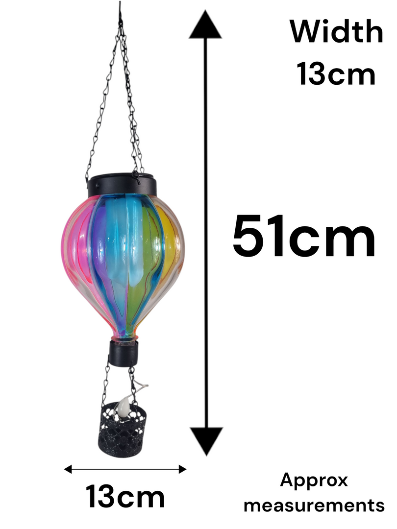Glass Hot Air Balloon Solar Hanging Decorative Light Garden Ornament Gift Colour1