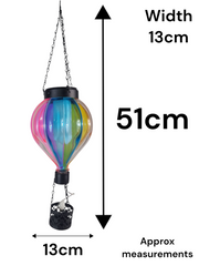 Glass Hot Air Balloon Solar Hanging Decorative Light Garden Ornament Gift Colour1