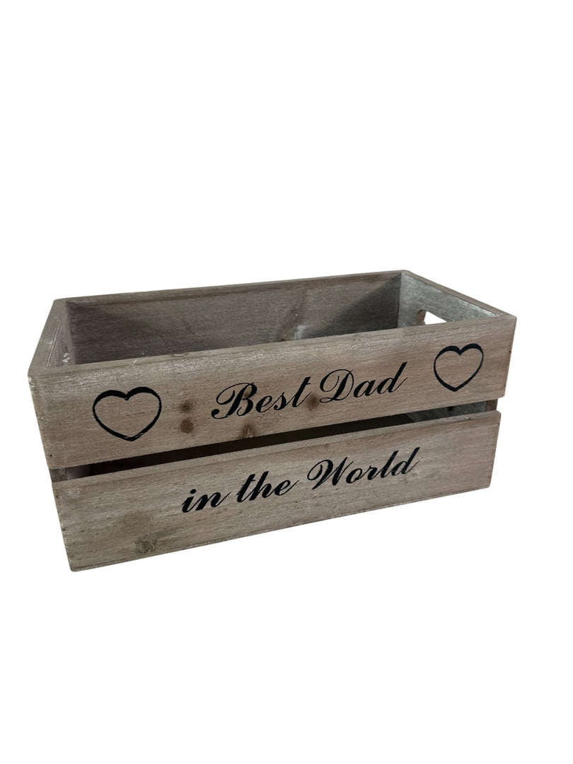Wooden Crate Best Dad In The World Decorative Box Hamper Gift Christmas Storage14