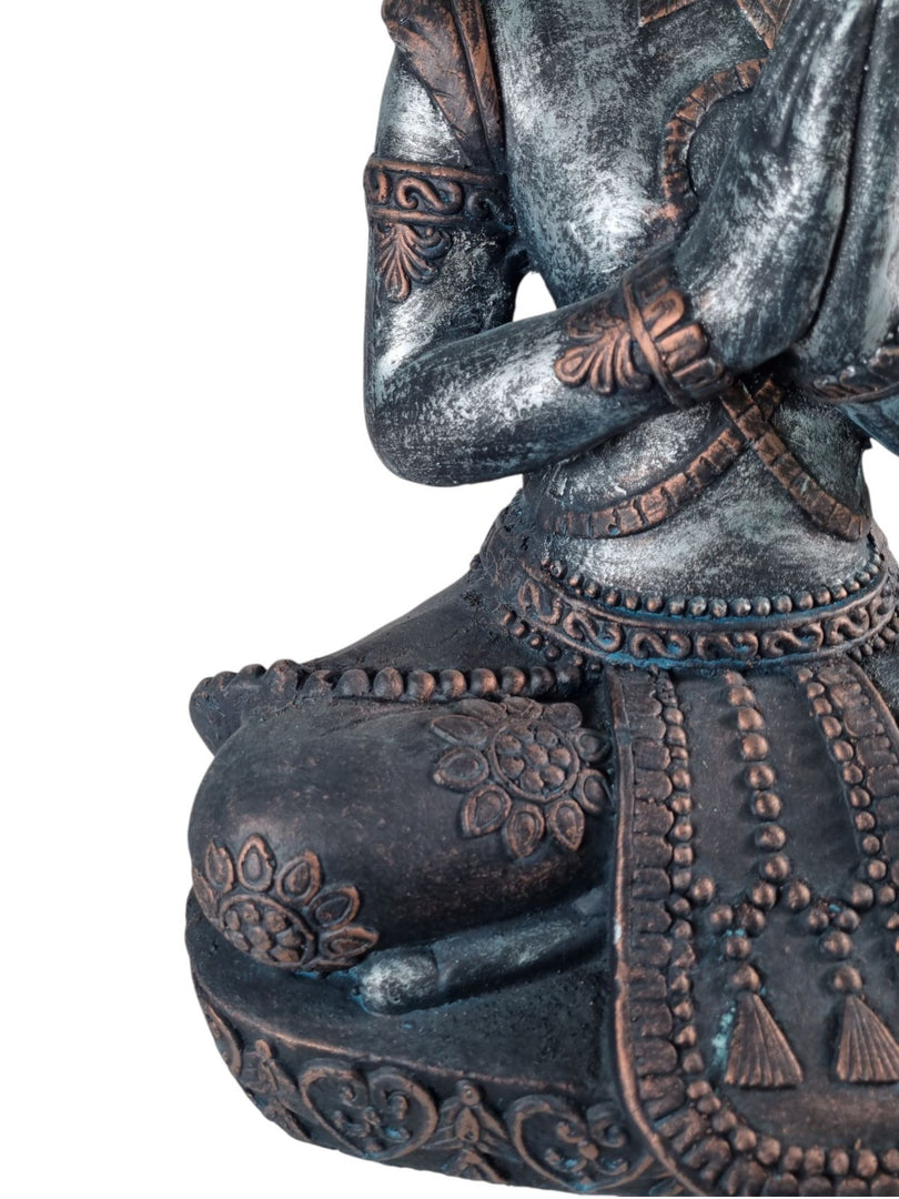 Extra Large Blue Bronze Silver Cross Leg Praying Buddha Garden Decor Decoration10