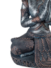 Extra Large Blue Bronze Silver Cross Leg Praying Buddha Garden Decor Decoration10