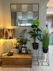 Black Plant Pot Stand Gold Frame Home Garden Decor Gift Set Of 2 Sizes Flower16