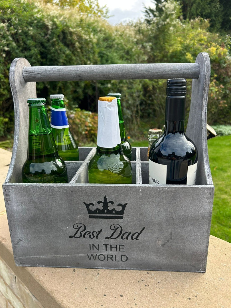 Wooden Best Dad In The World Bottle Gift Box Carrier Gift Novelty Xmas Large7