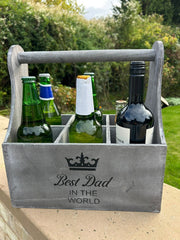 Wooden Best Dad In The World Bottle Gift Box Carrier Gift Novelty Xmas Large7